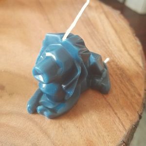 Lion Soy Wax Candle Custom Made Teal Sunwashed Flannel Scent